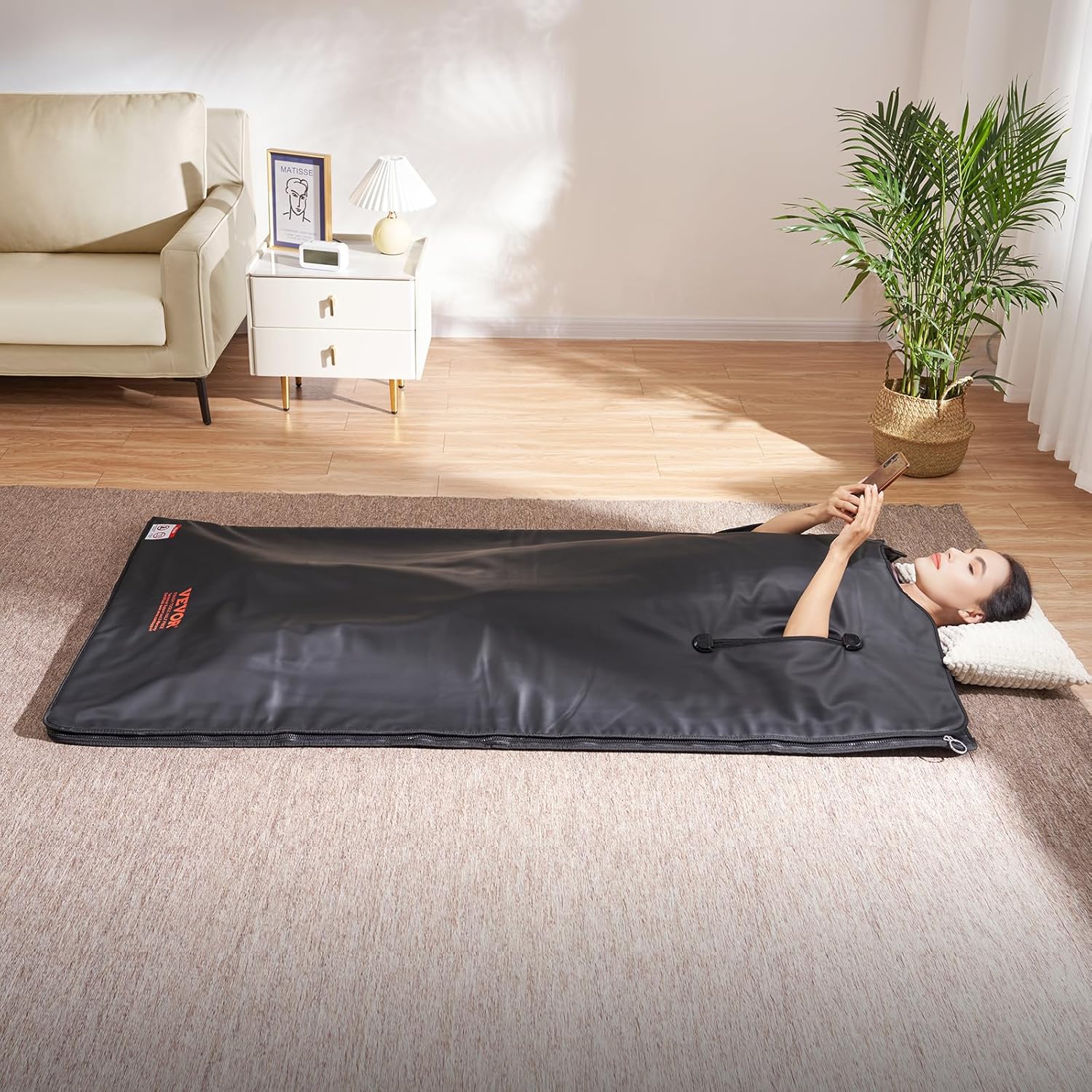 VEVOR 560W Infrarot Saunadecke 1800x900mm Sauna Blanket 1-6 Stufen (35°C-85°C) Infrarotdecke 40-Minuten-Fettverbrennung Heizdecke 5-Schicht-Sicherheitsmaterialien Heizmatte Körper Abnehmen Fitness