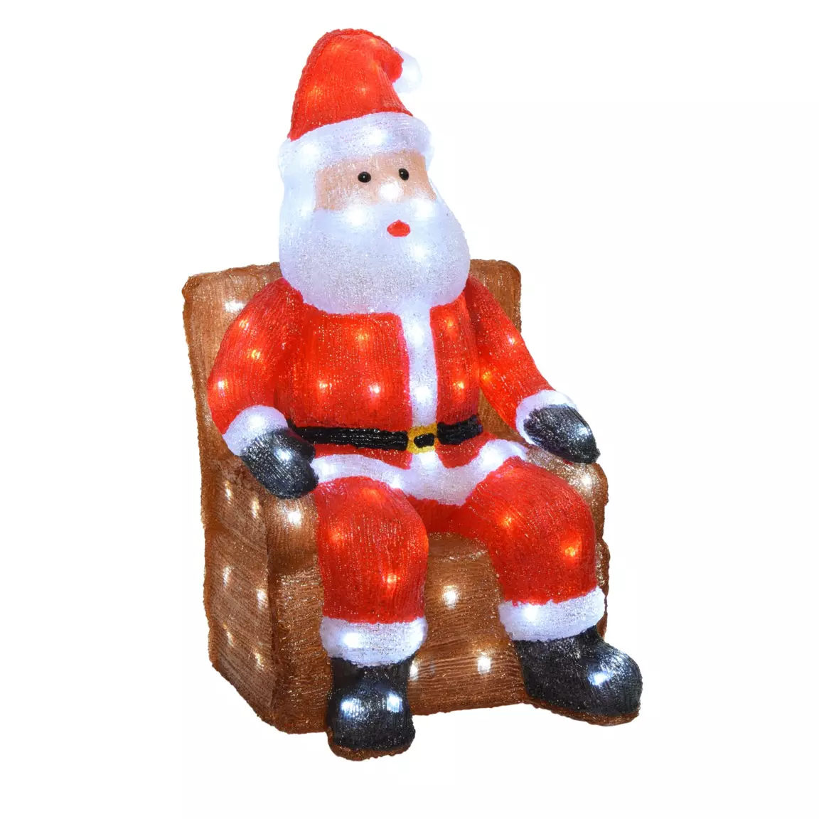 Père Noël lumineux assis 100 LED (H60 cm) Blanc froid