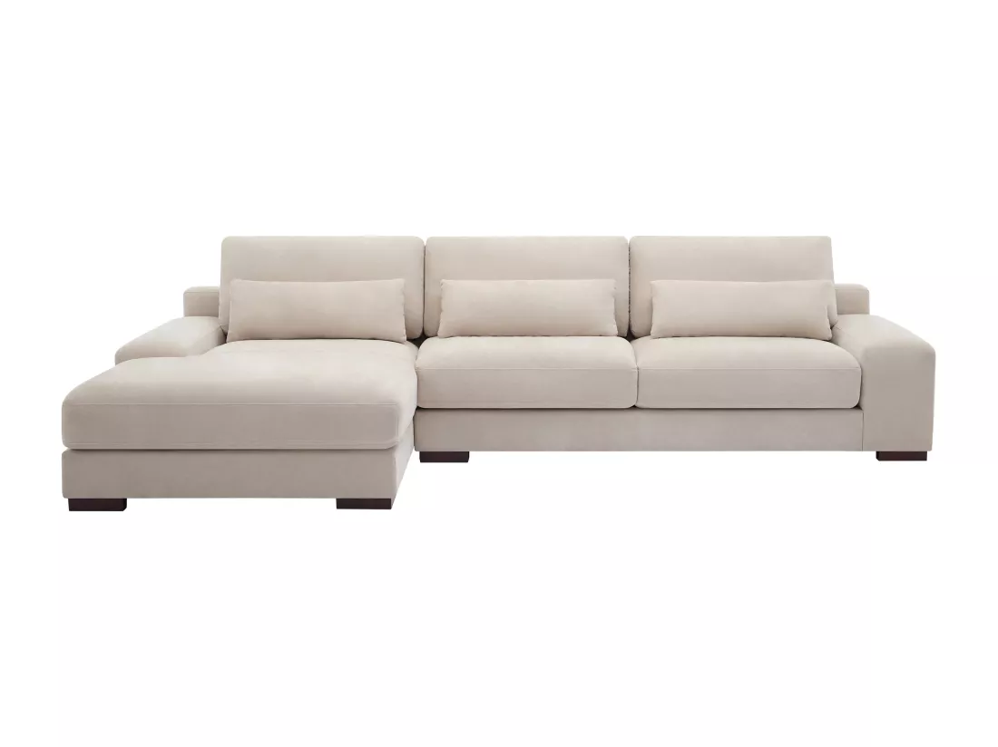 Canapé d'angle gauche en tissu beige STRALAO