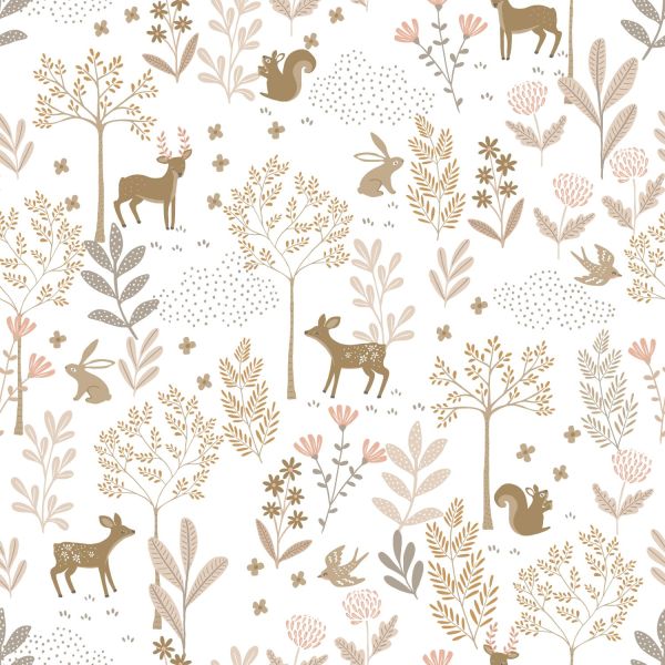 Estahome Bos Met Bosdieren Behang I - 0,53 x 10,05 m - Beige