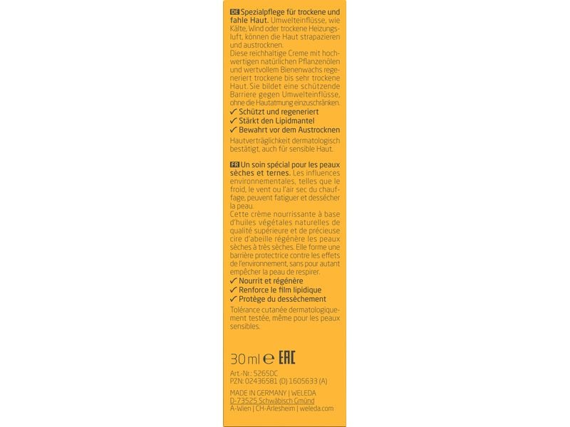 WELEDA Gesichtscrème Cold Cream 30 ml Natürliche Gesichtspflege regeneriert trockene Haut und schützt intensiv
