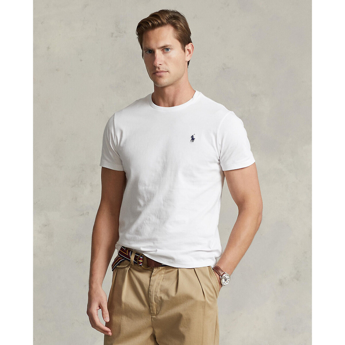 POLO RALPH LAUREN<br>Camiseta de malha slim fit com gola redonda