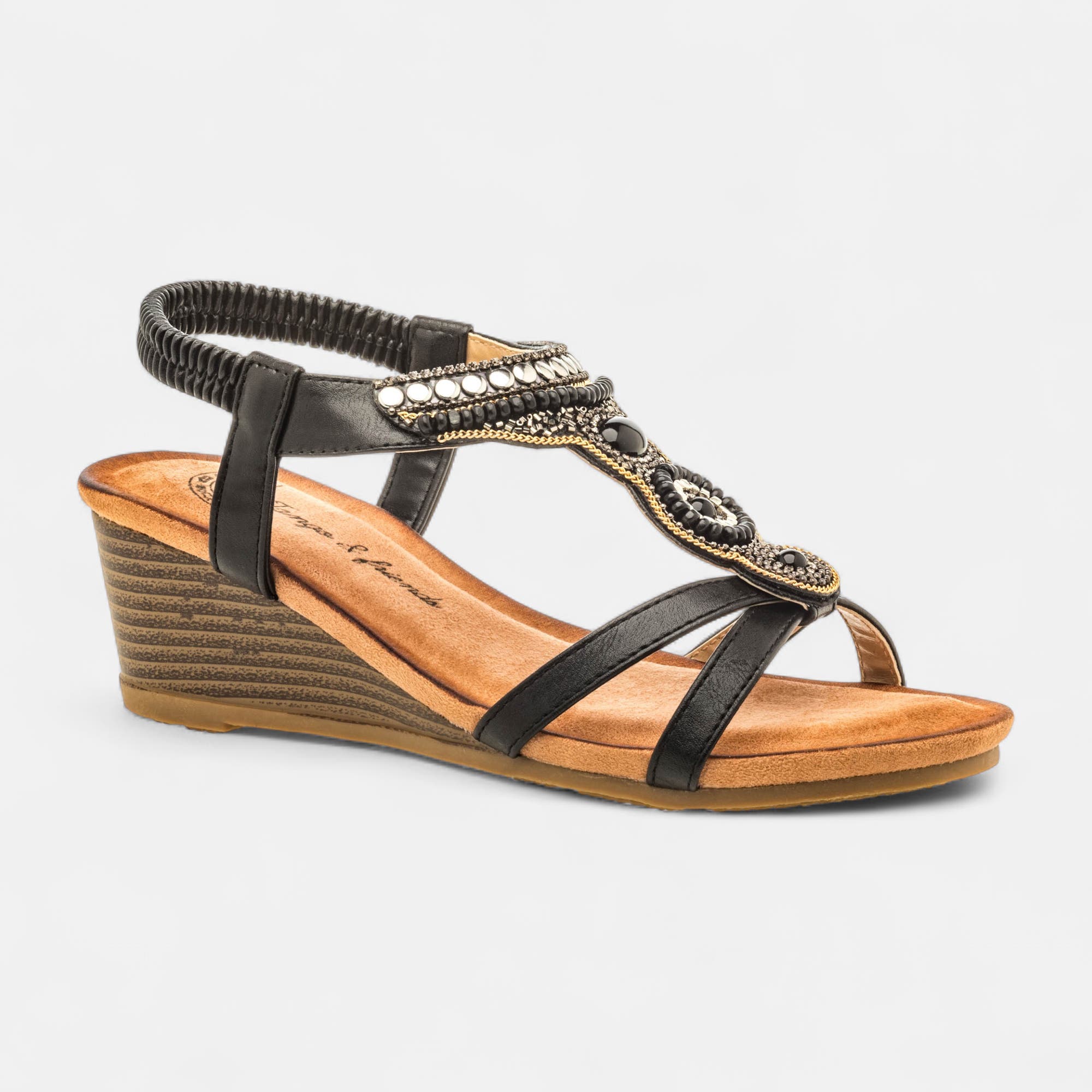 Nu-pieds à talon compensé Femme noir