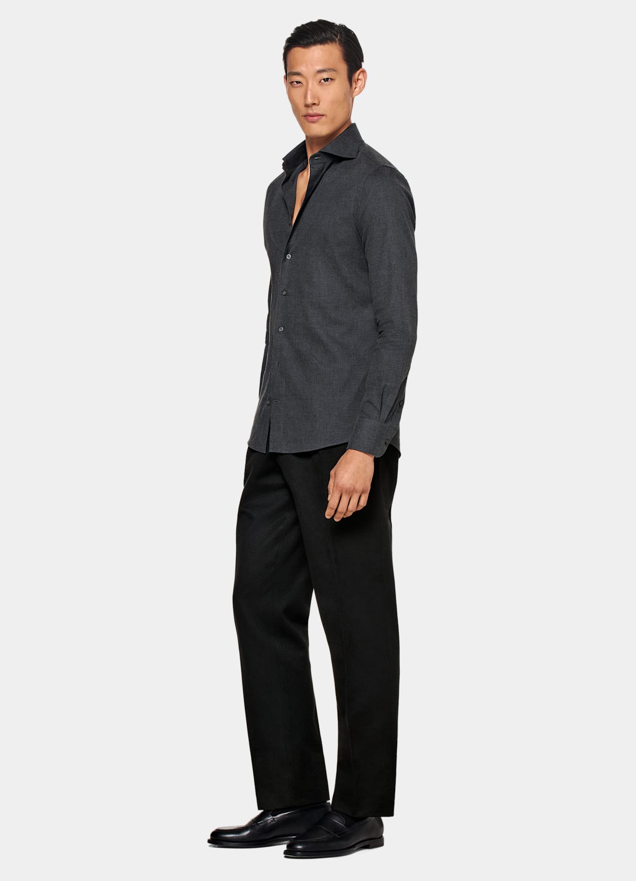 Chemise coupe ajustée gris foncé