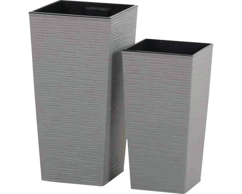 Siena Garden Eco Nizza plantenbak, kunststof en hout, Ø 46,5 cm, grijs