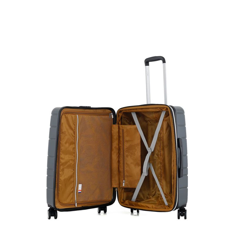 Lot de 3 valises rigides 395 Extensibles 55, 66 et 76 cm Gris foncé