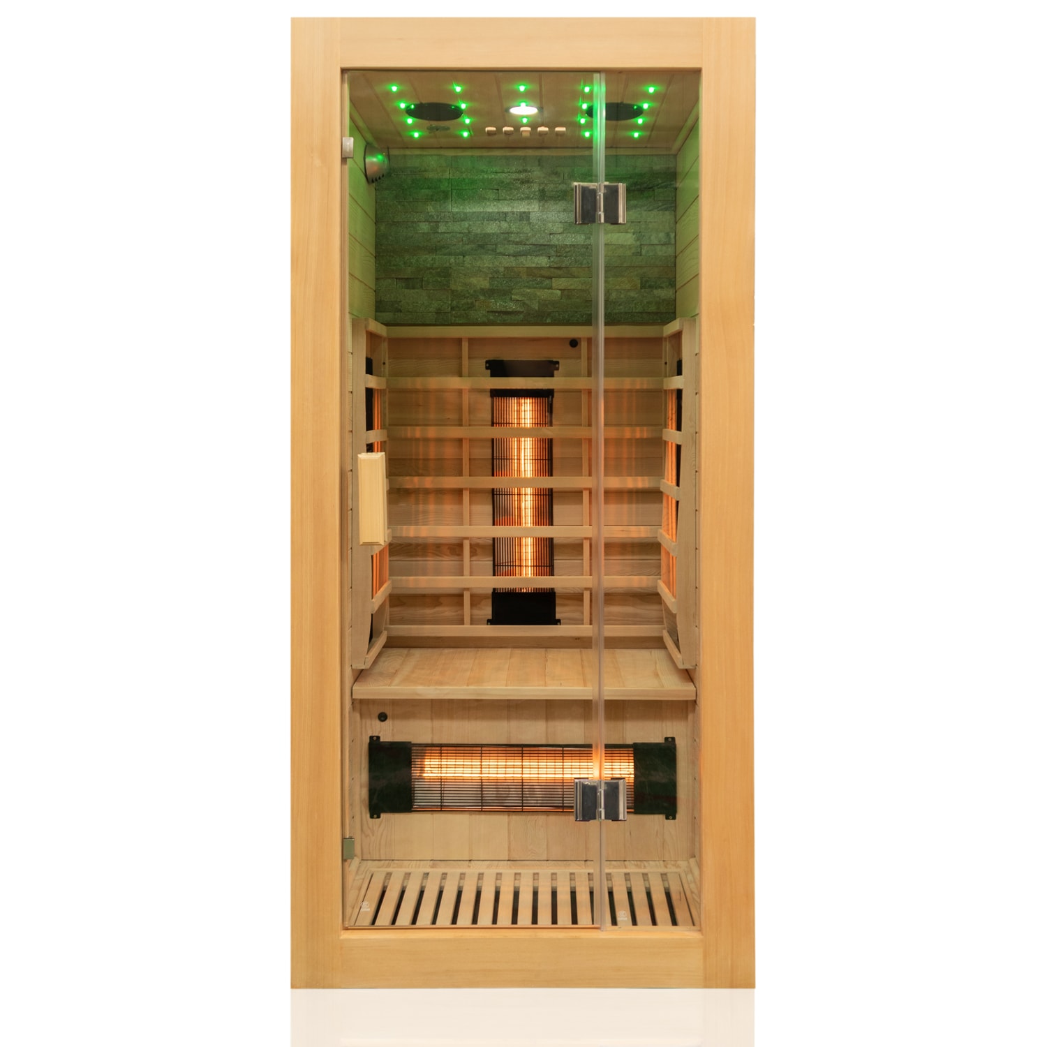 Dewello® Infrarotkabine Infrarotsauna MILTON 90cm x 90cm inkl. 4 Vollspektrumstrahler, Bodenstrahler, 1 Person, LED