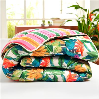 Couette DÉCO DOUBLE FACE fleurs exotiques – BECQUET CRÉATION - Légère ou chaude