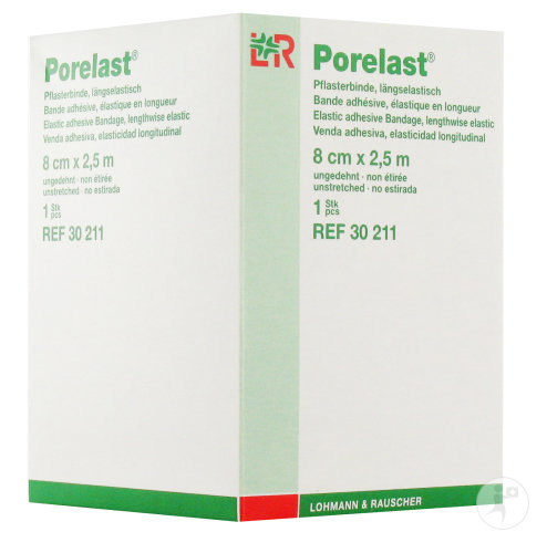 Lohmann & Rauscher Porelast Bande Adhésive Elastique 8cmx2,5m 1 Pièce