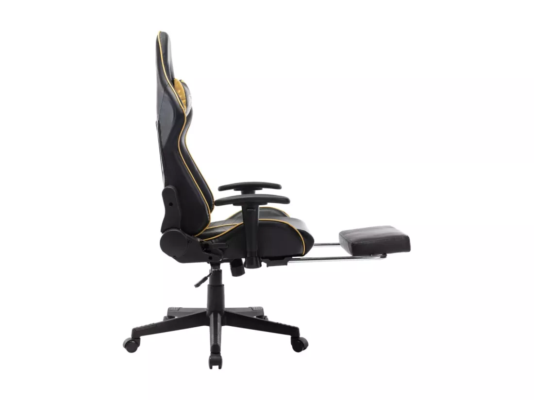 Chaise de jeu avec repose-pied Noir et doré Cuir artificiel