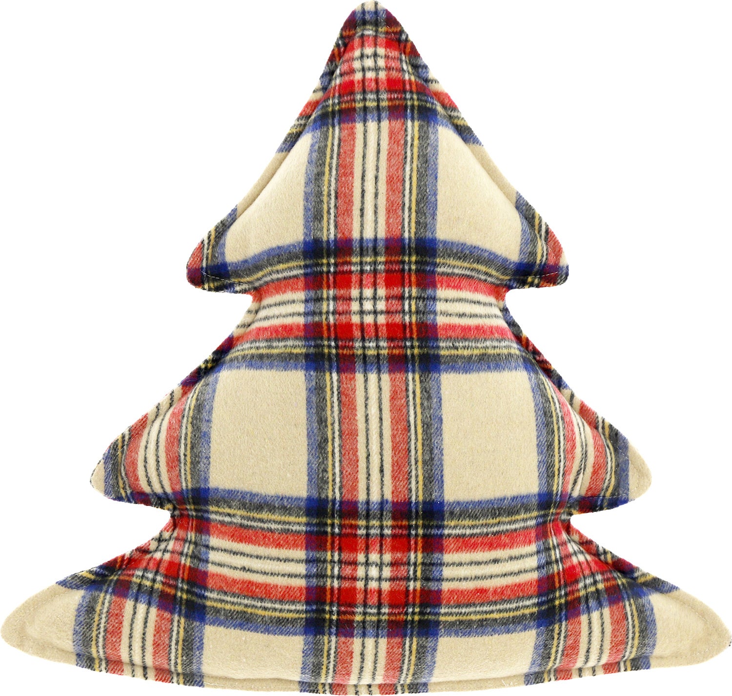 Unique Living kerstkussen Check tree crème / rood / blauw 50 x 50 x 10 cm
