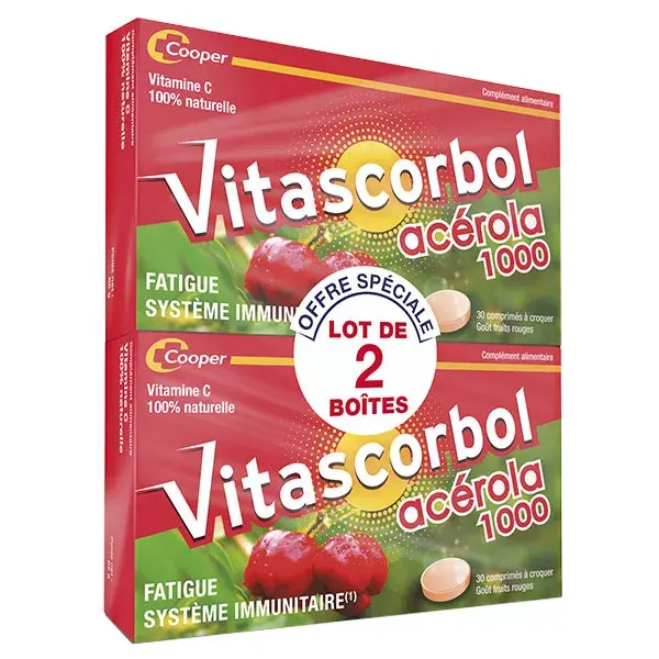 Vitascorbol Acerola 1000 - Embalagem com 2 x 30 comprimidos
