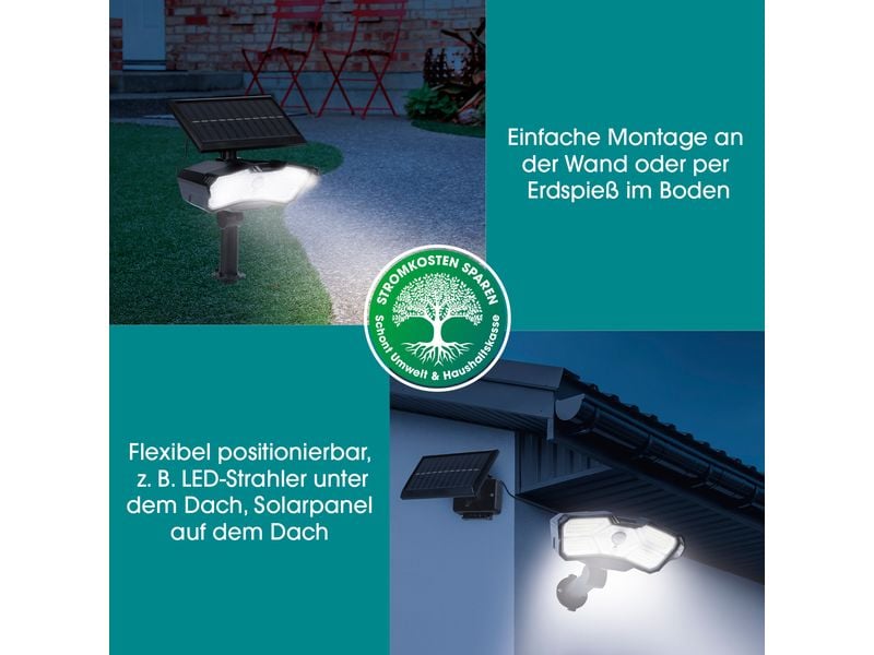 MAXXmee Solarstrahler 3.7 V Weiss Solarleuchte für Boden- oder Wandmontage