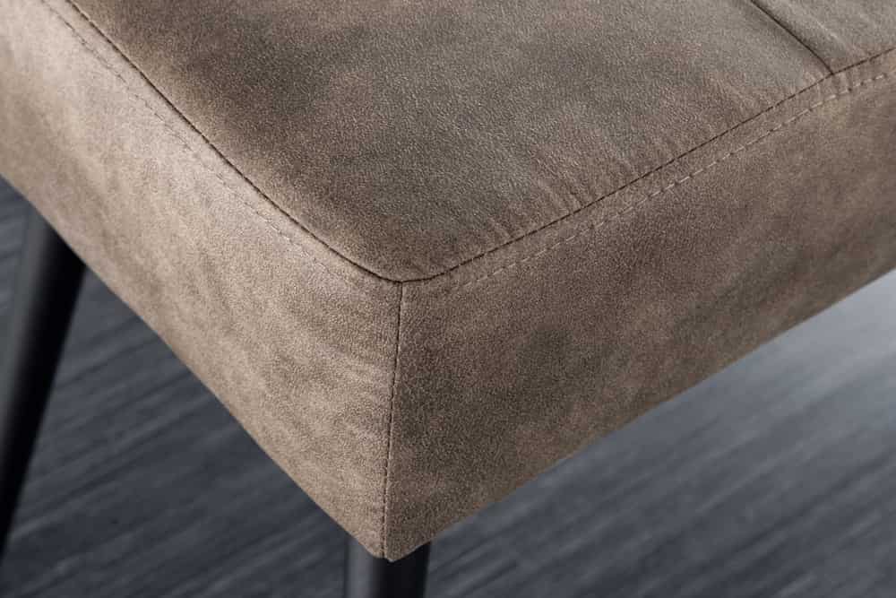 Design Sitzbank BOUTIQUE 100cm antik taupe Microfaser schwarze Metallbeine Polsterbank