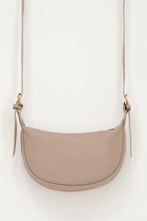 Taupe crossbody tas met goudkleurige rits