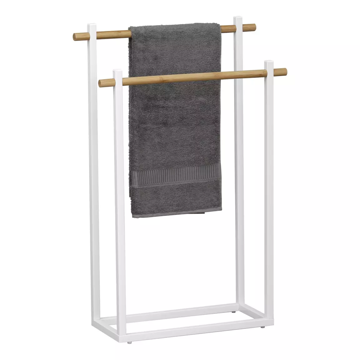 Porte serviette à poser 2 barres (H82 cm) Bambou Blanc