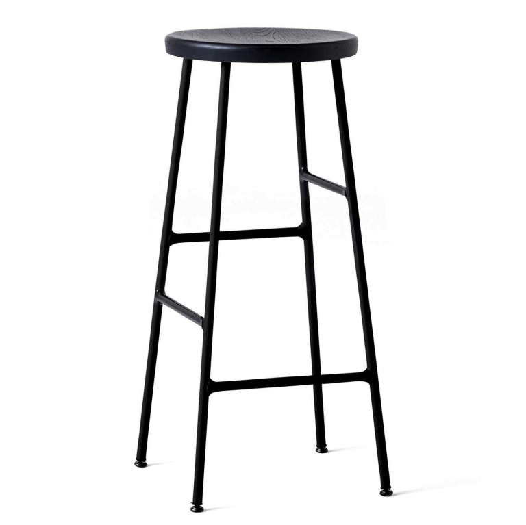 Hay Cornet barkruk 75cm soft black, onderstel zwart gepoedercoat
