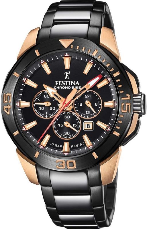 Festina - F20645/1 - Heren Chronograaf Horloge - Rosé Goud - RVS Behuizing - Stalen Band - Quartz Uurwerk