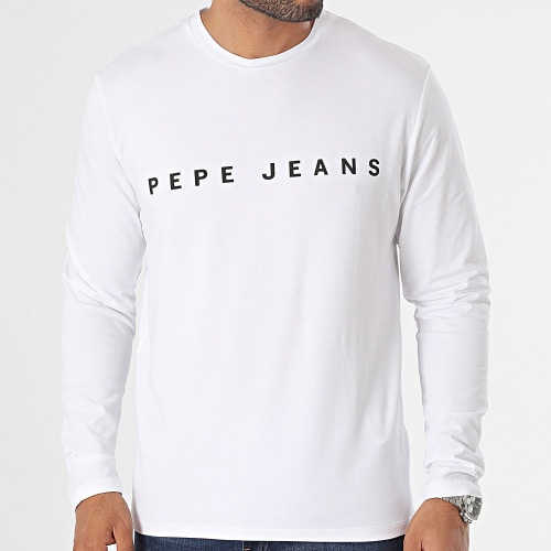 Tee Shirt Manches Longues Logo Blanc