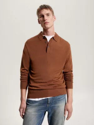 Suéter polo de lã merino fina