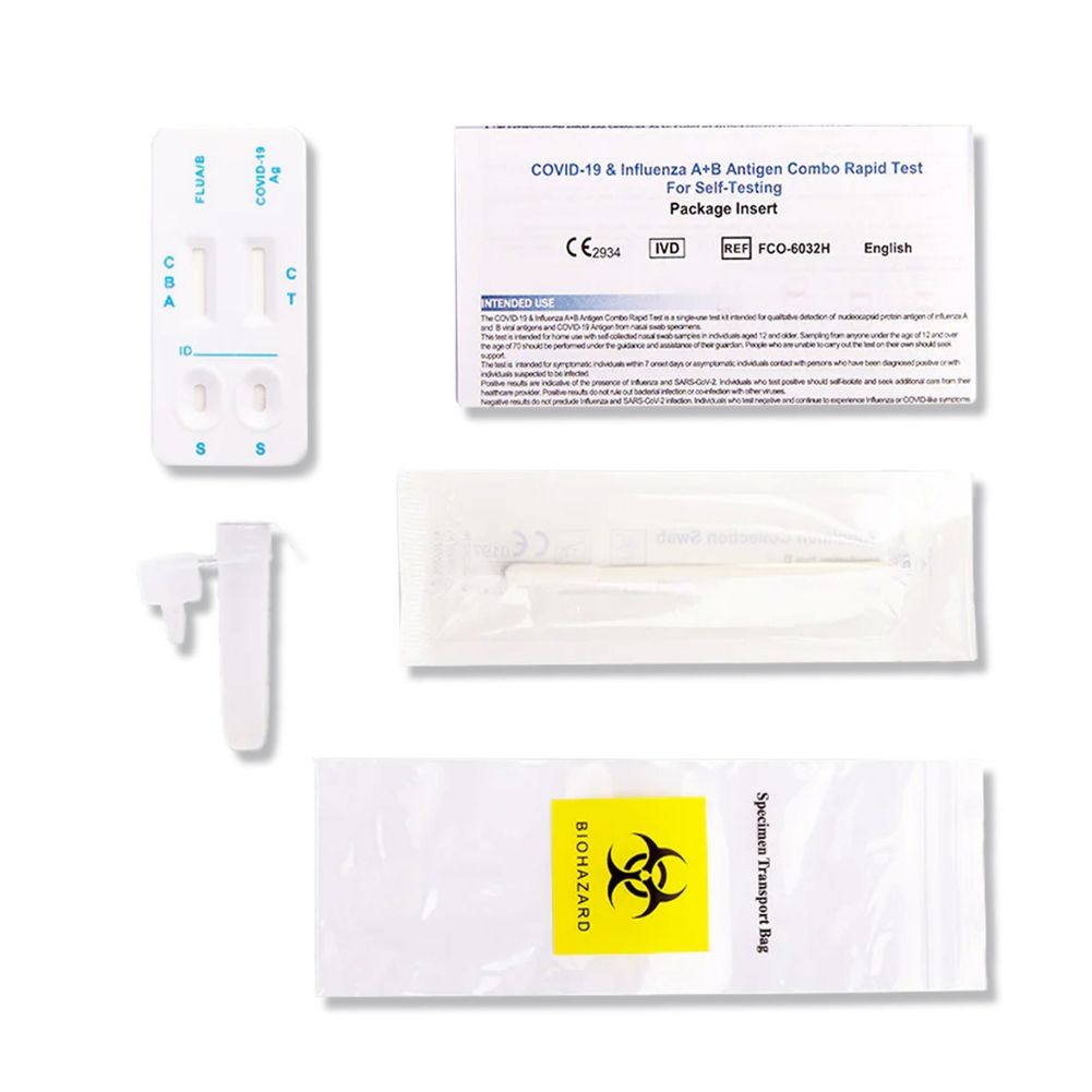 3in1 Safecare Influenza A+B Antigen + Covid-19 Combo Test + GRATIS NANOVIO FFP2 - 10 Stk.