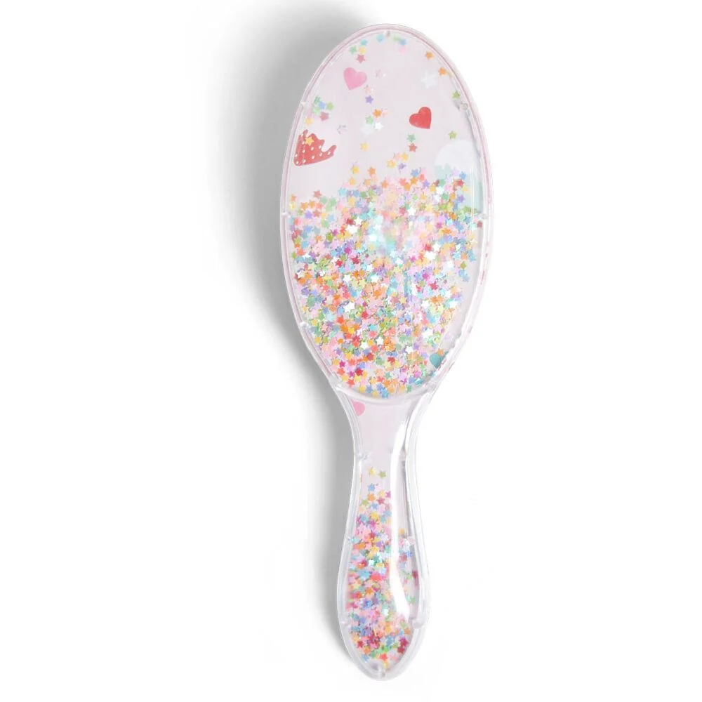 Brosse à cheveux enfant avec manche étoiles multicolores L21cm