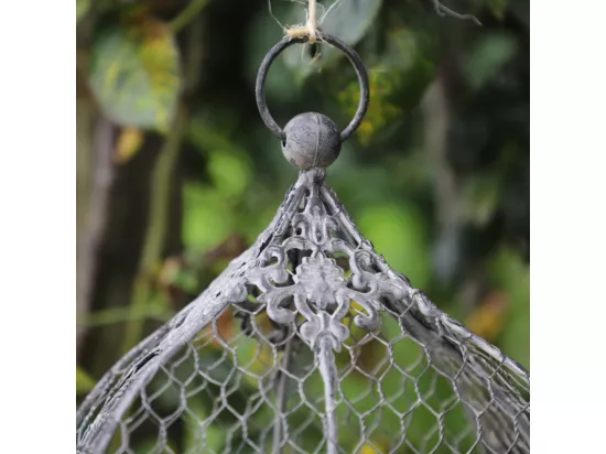 Cage à oiseaux décorative ancienne grillagée métal gris 23x17x45cm