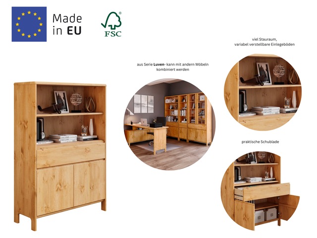 Home affaire Regal »Luven« zertifiziertes Massivholz, Breite 98 cm