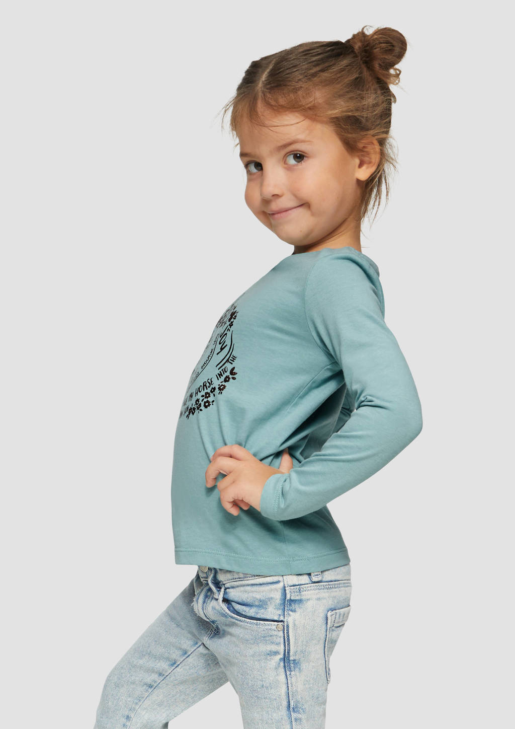 s.Oliver longsleeve met printopdruk turquoise