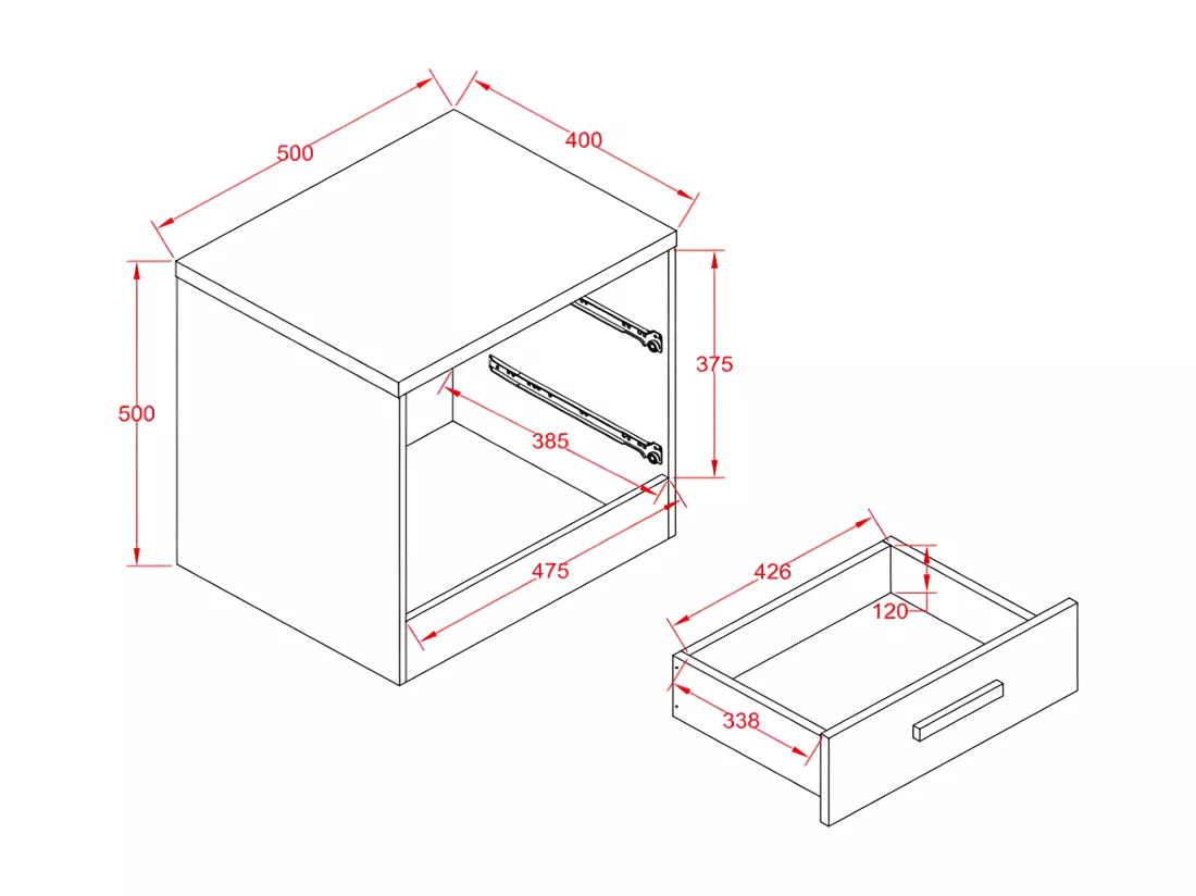 Lot de 2 tables de chevet avec 2 tiroirs - Blanc et naturel - SKAIDO