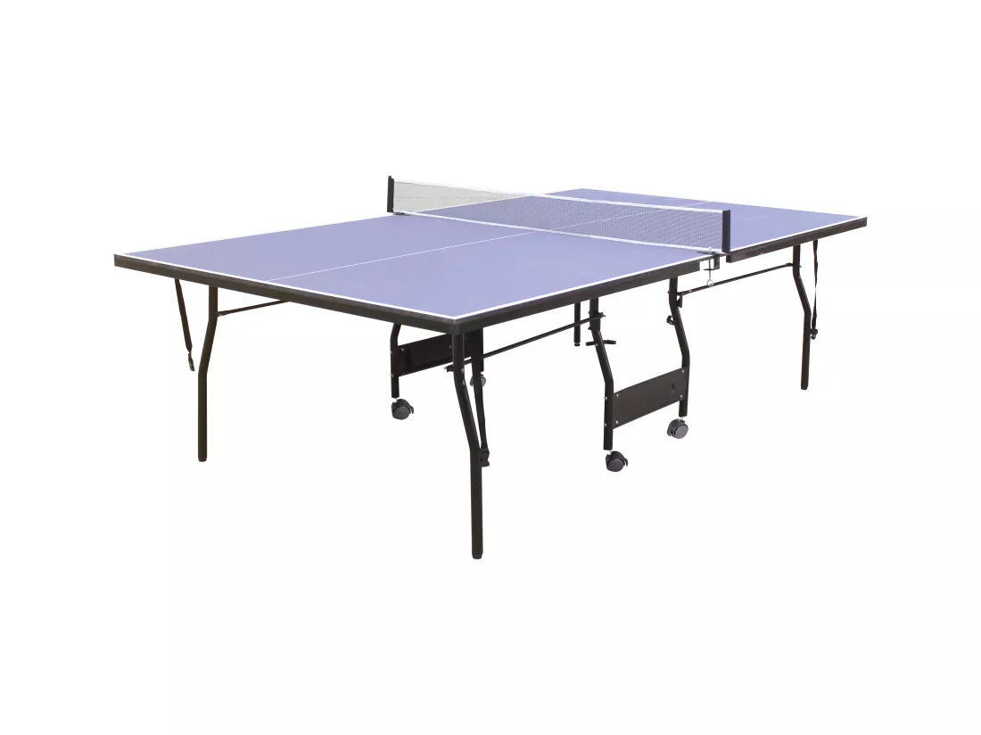 Table de ping-pong pliable à roulettes avec accessoires - Bleu - L274 x P152.5 x H76 cm - GARRY