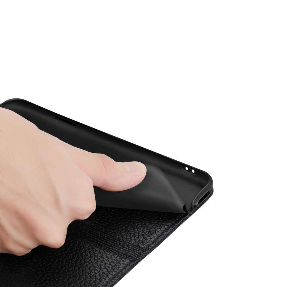 Samsung Galaxy S21 FE 5G Leder Tasche Flip Cover Litchi Look - Schwarz