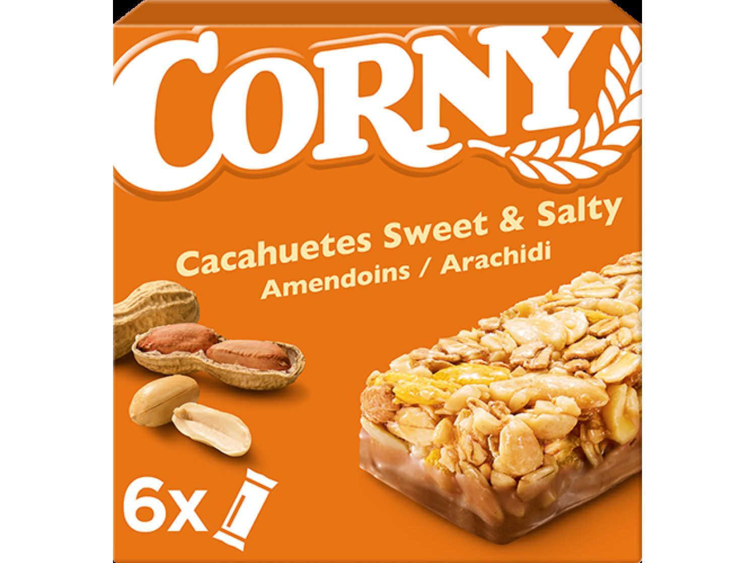 BARRA DE CEREAIS CORNY AMENDOIM SWEET & SALTY 6X25G