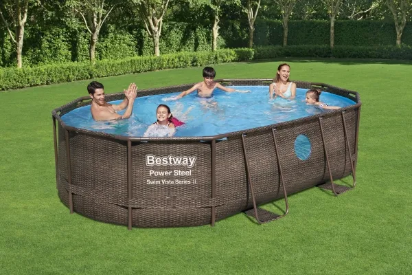 Bestway Power Steel 56946, 10949 L, Indrammet pool, Voksen & barn, Stige, Brun, 64,7 kg