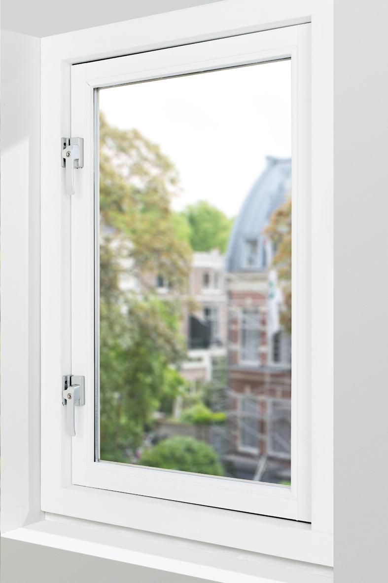 AXA 3329 Veiligheids raamsluiting F1 met cilindersluiting, nok en haakschoot opbouw rechtsdraaiend - 3329-51-91/GE