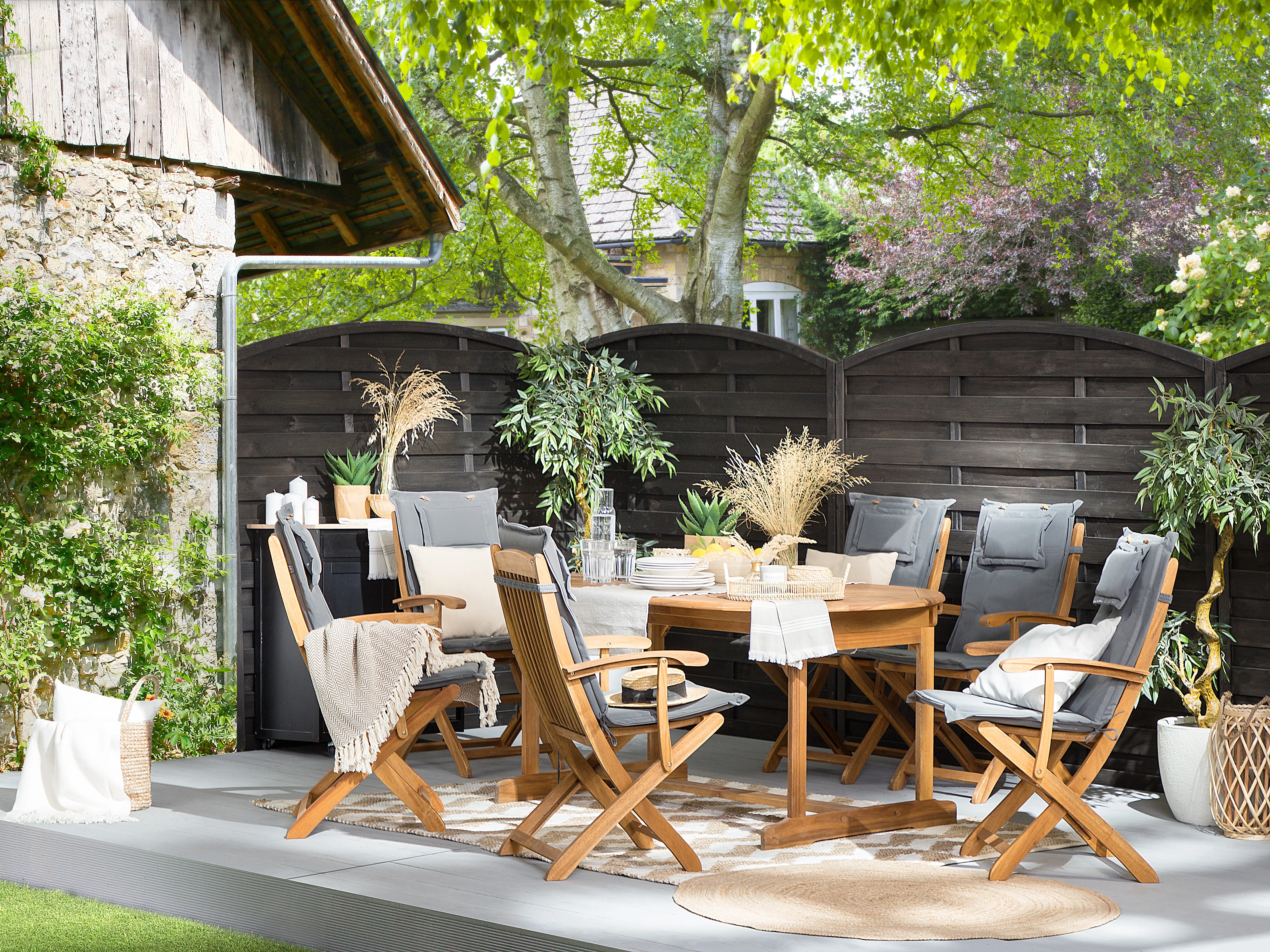 Tuinset 8-zits MAUI met kussens Acaciahout Grijs