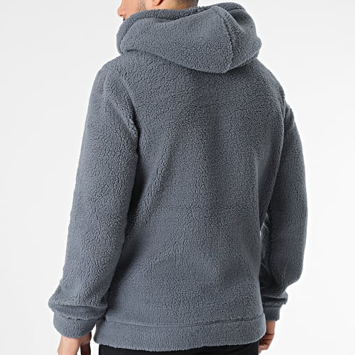 Veste Zippée Capuche Fourrure Remy Reg Gris Anthracite