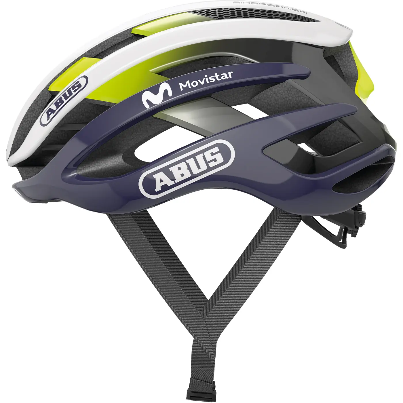 Abus AirBreaker Race Fietshelm Movistar Blauw