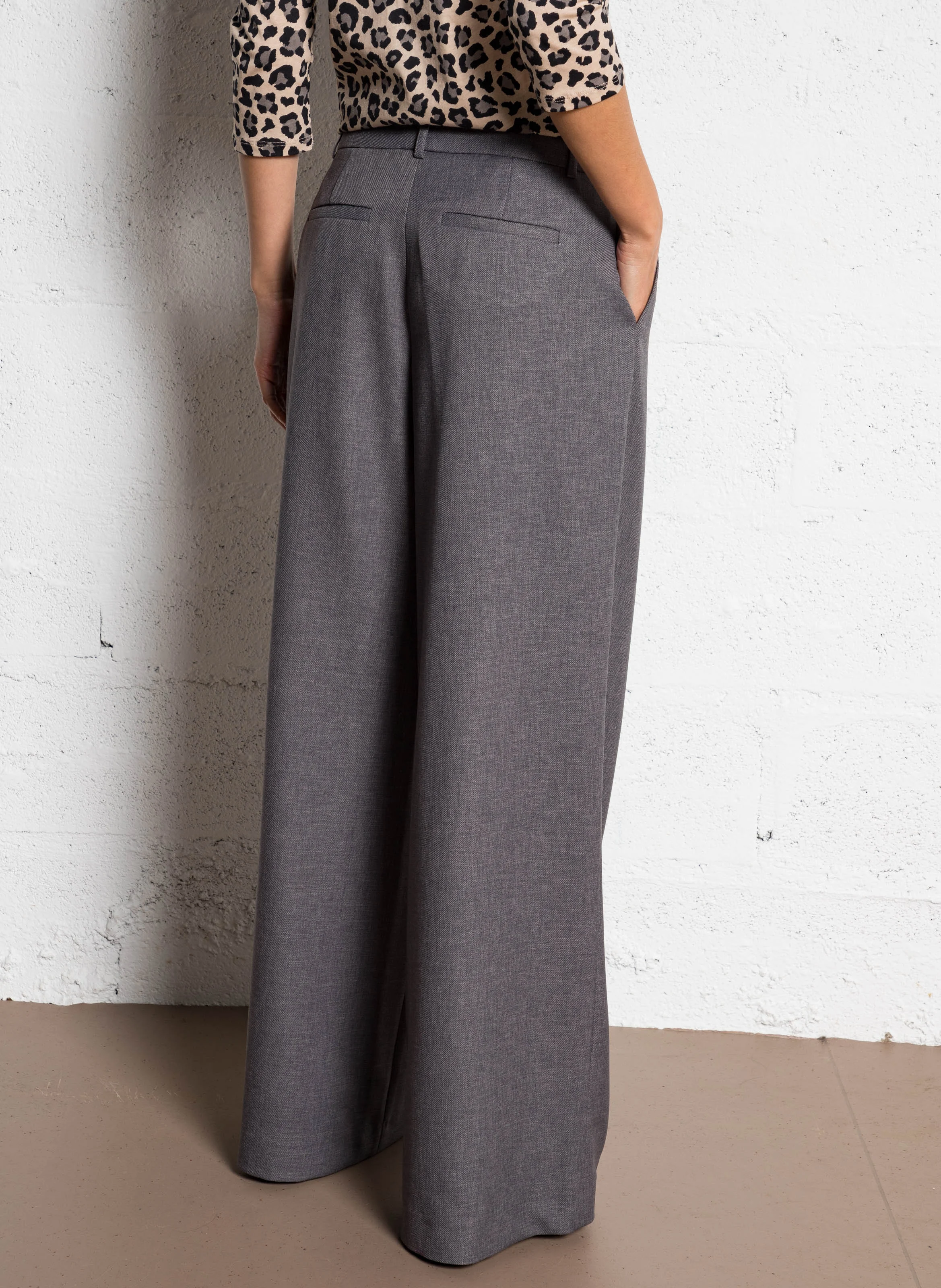 FLAUBERT - Pantalon large taille haute| Gris