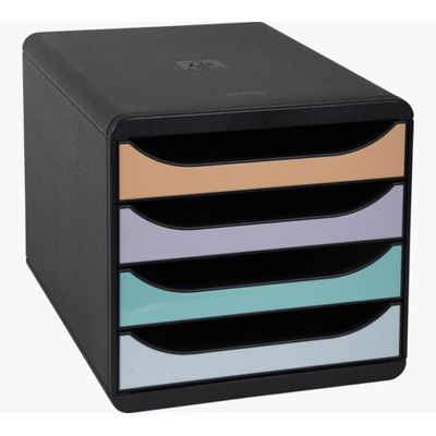 Exacompta BigBox - Module de classement 4 tiroirs - noir/pastel glossy