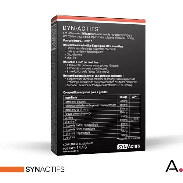 Aragan - Synactifs - Dynactifs® - Antifadiga - Ginseng, Acerola - 30 cápsulas