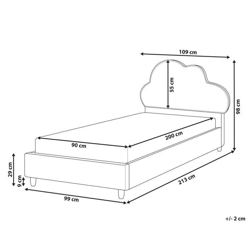 BELLEVUE - Eenpersoonsbed - Gebroken wit - 90 x 200 cm - Bouclé