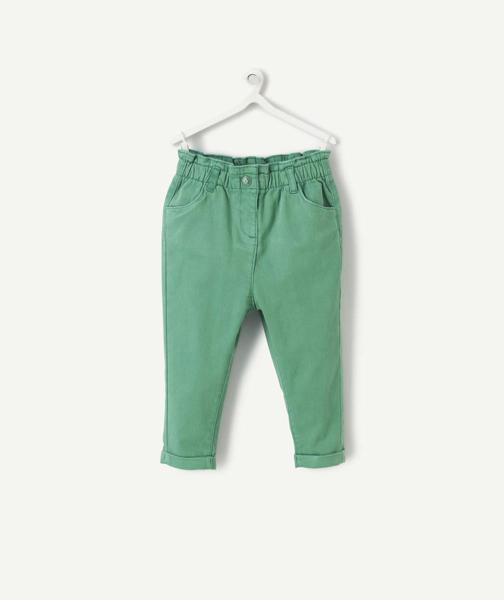 PANTALON RELAX BÉBÉ FILLE EN FIBRES RECYCLÉES VERT