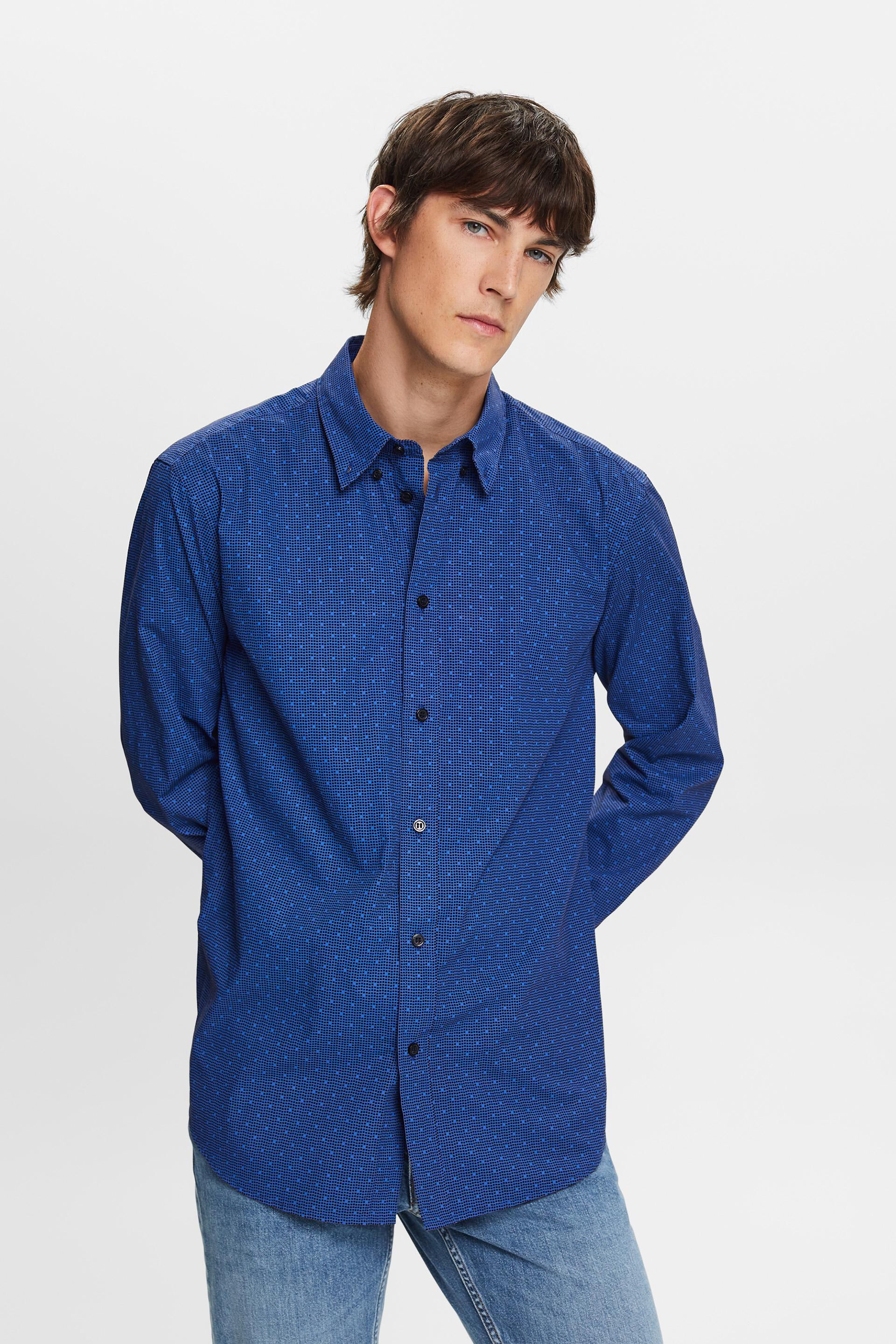 Chemise à col boutonné et motif, 100% coton