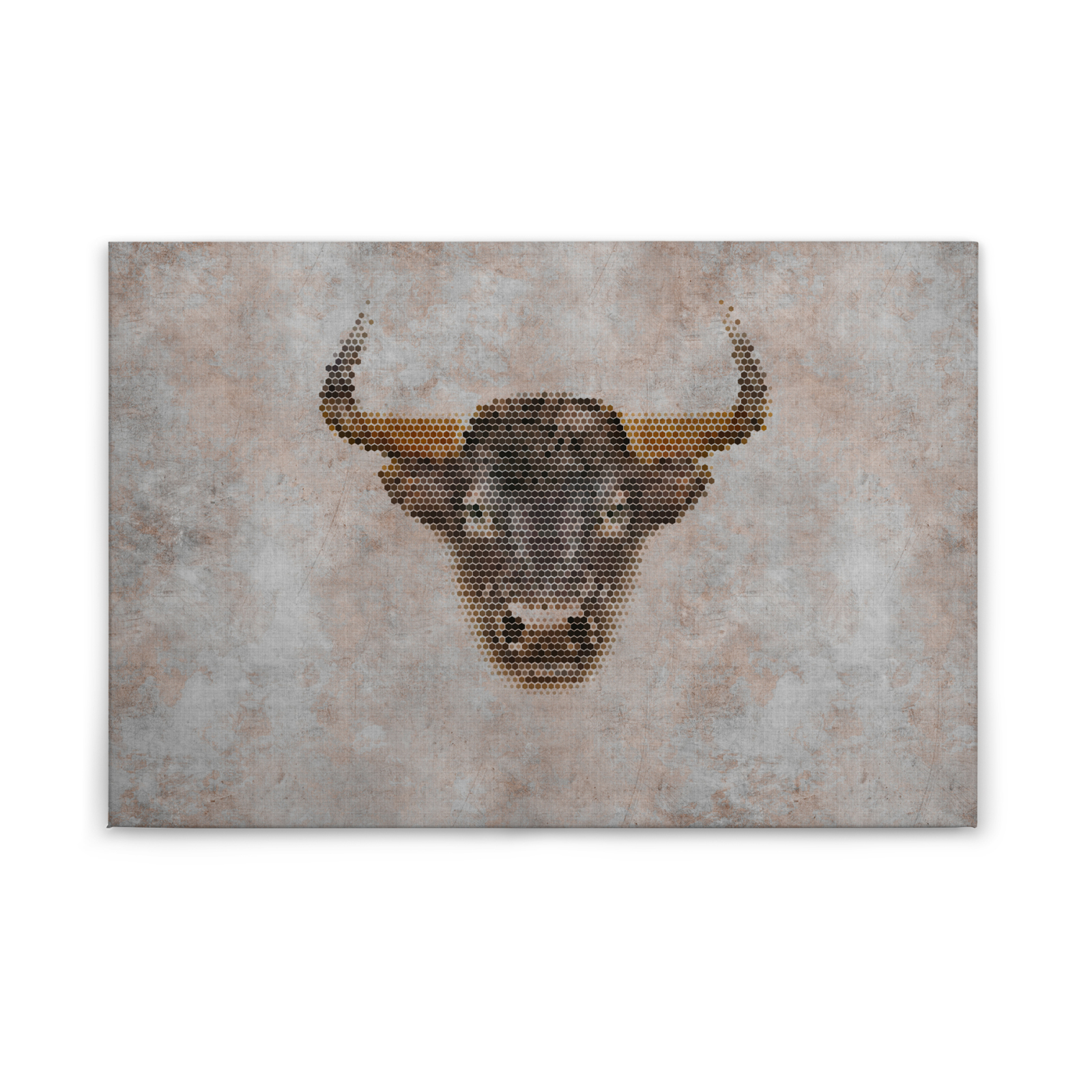 Leinwandbild BISONKOPF - grau-braun - 90x60 cm