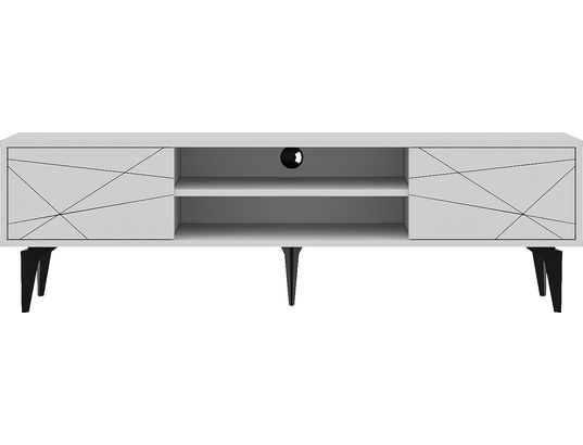 CONCEPT1 - Meuble TV Brendon blanc 160 x 29,6 x h48,2 cm