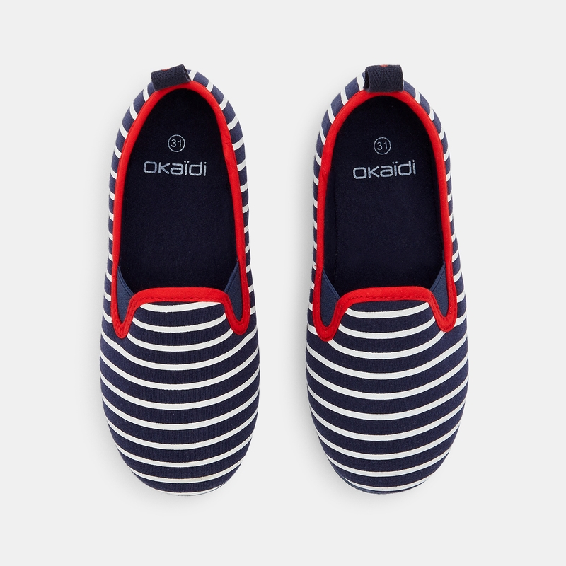 Chaussons rayés bleus garçon