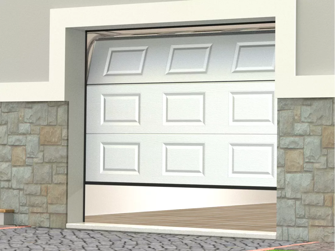Porte de garage sectionnelle à cassette blanc avec fenêtres motorisée L254 x H218 cm - CAOPAS