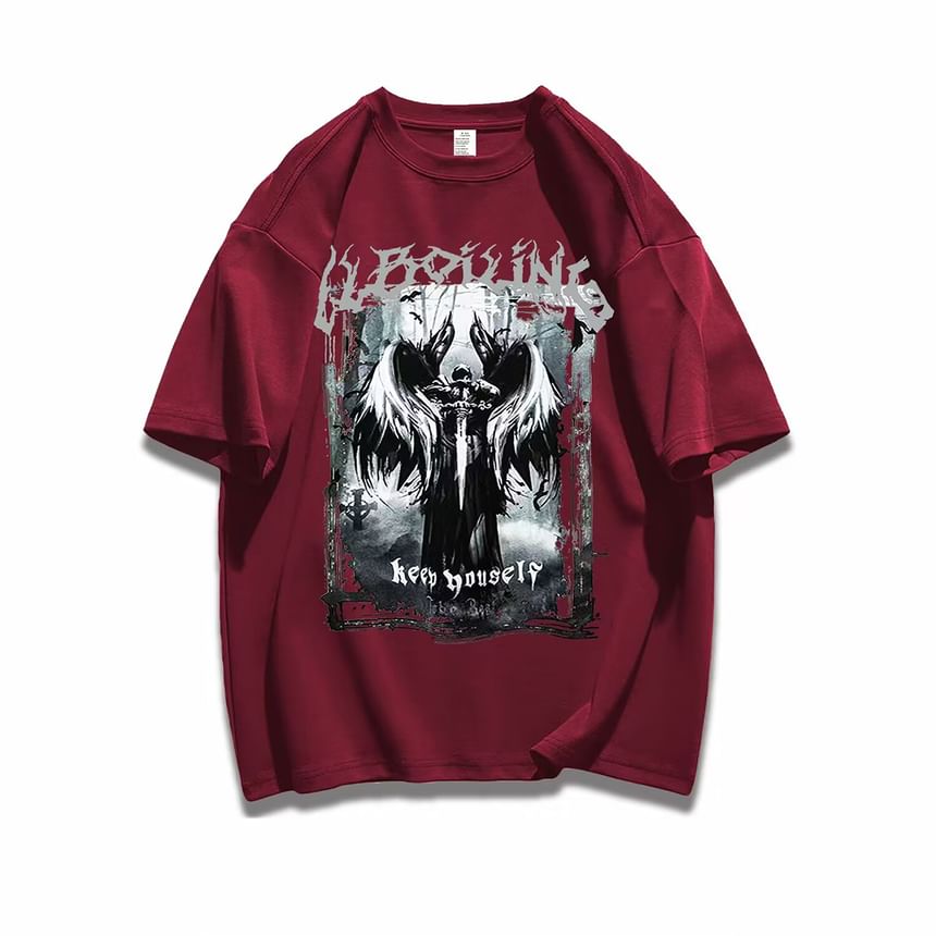 Kupyd - T-shirt met ronde hals, elleboogmouwen en grafische print