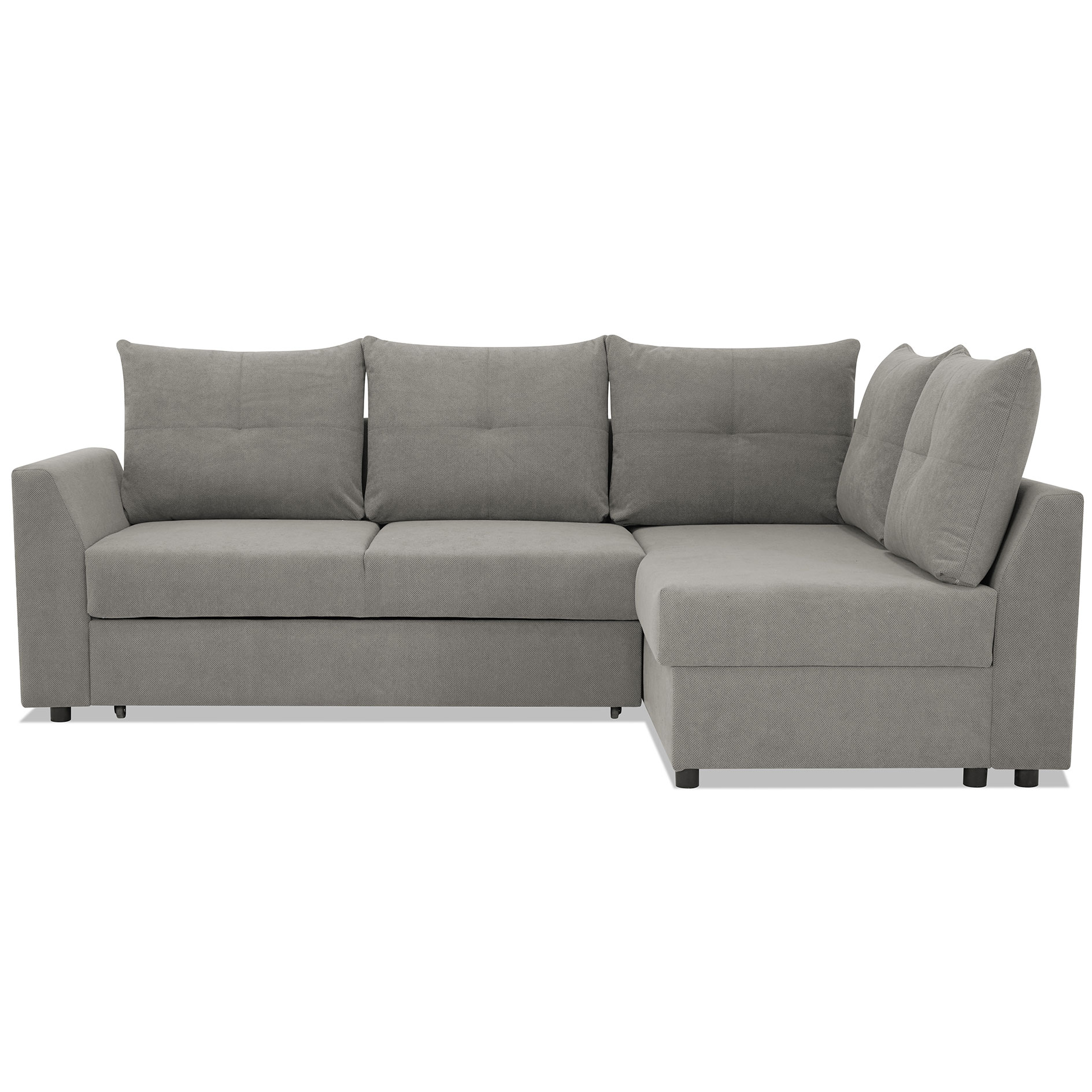 Ecksofa - grau - Liegefunktion - Staukasten - Ottomane rechts